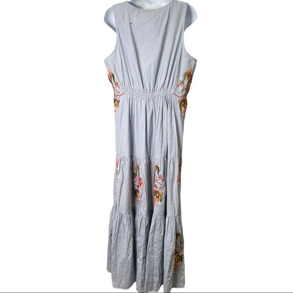 Anthropologie Samant Chauhan Embroidered Maxi Dress Size M - Picture 10 of 11